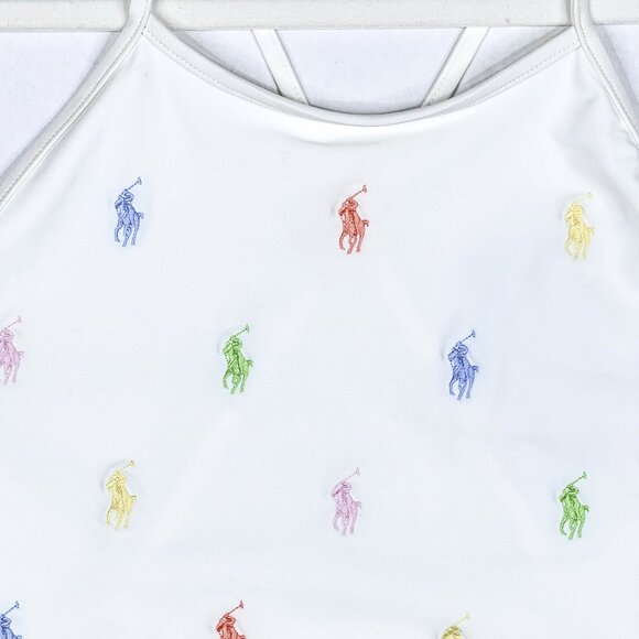 Polo Ralph Lauren Polo Pony One-Piece Swimsuit in Rainbow Big Kid Size 12 - NWT - Picture 3 of 8